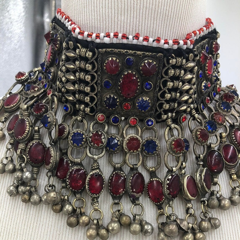 Vintage Red and Blue Stones Choker Necklace