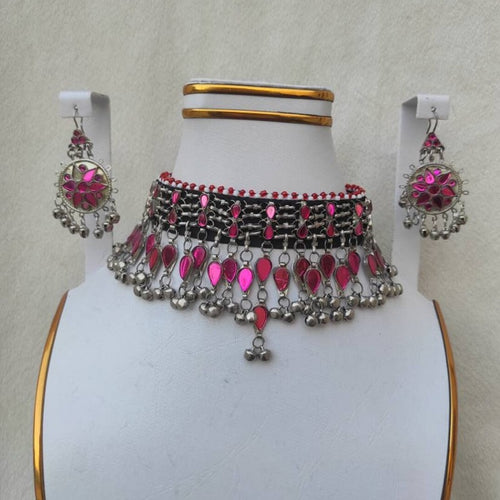 Pink beaded choker Jewelry Set