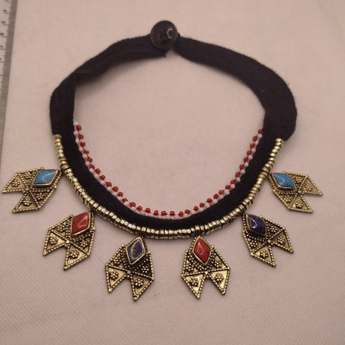 Tribal Collar Choker Stones Necklace, Statement Necklace