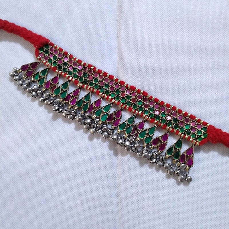 Red Turkmen Necklace With Bells
