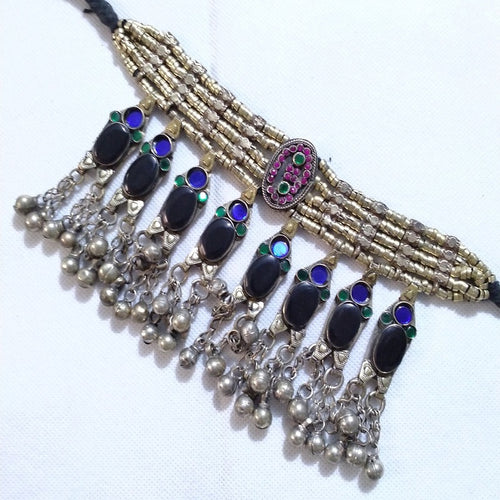 Tribal Vintage Collar Choker Necklace With Dangling Bells