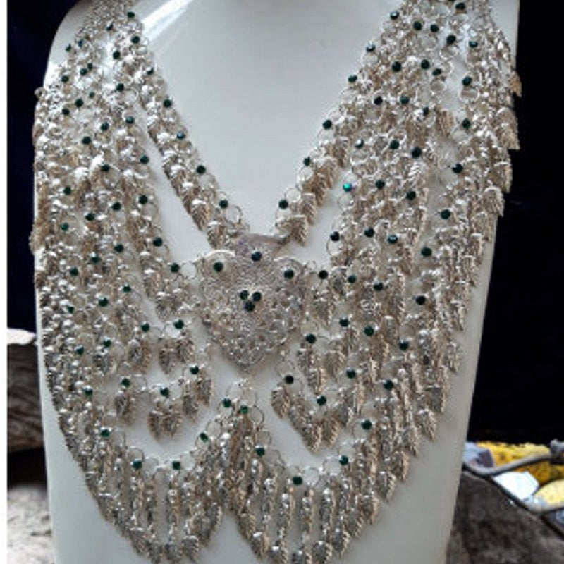 Afghani Tribal Silver Kuchi Massive Bib Necklace
