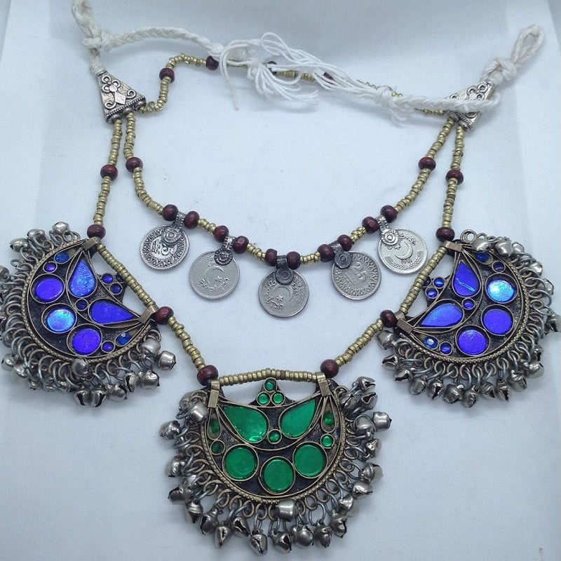 Afghan Vintage Coins and Three Pendants Necklace