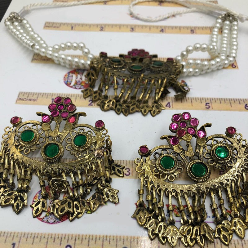 Pink and Green Flower Jewelry Set