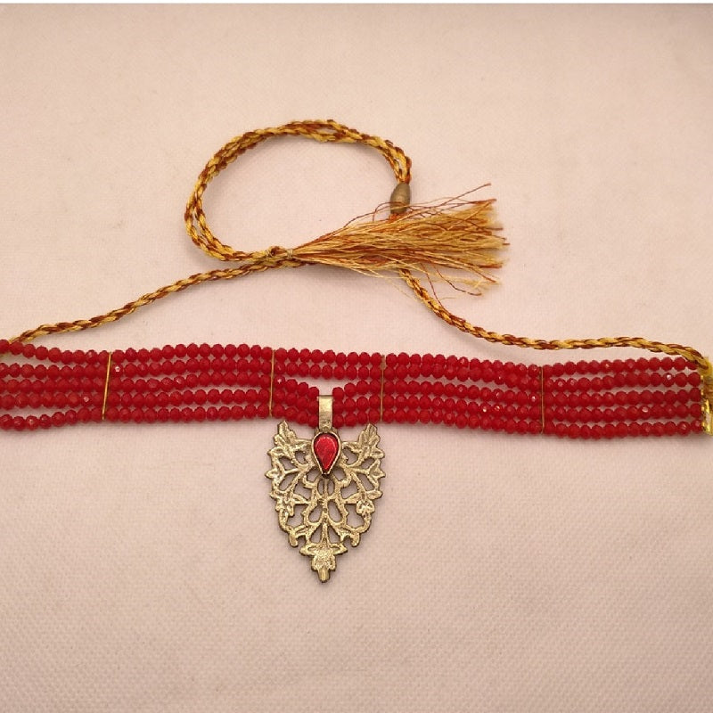 Tribal Beaded Necklace With Dangling Motif