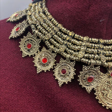 Load image into Gallery viewer, Vintage Multilayers Coins Necklace With Red Glass Stones
