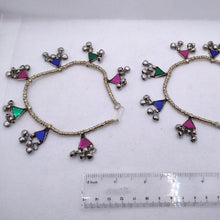 Load image into Gallery viewer, Tribal Anklets With Dangling Glass Stones and Bells
