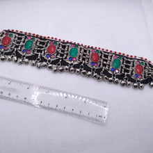 Load image into Gallery viewer, Anklets With Red and Green Glass Stones With Kuchi Bells
