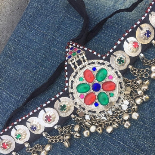 Tribal Matha Patti With Multicolor Glass Stone