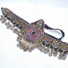 Load image into Gallery viewer, Red and Blue Glass Stones Vintage Matha Patti
