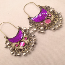 Load image into Gallery viewer, Purple and Pink Glass Stones Earring
