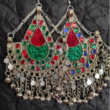 Load image into Gallery viewer,  Tribal Handmade Earrings red-green combo
