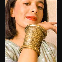 Load image into Gallery viewer, Tribal Golden Massive Handcuff Hinged Bracelet
