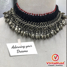 Load image into Gallery viewer, Afghan Choker Necklace with Silver Metal Heart Beads

