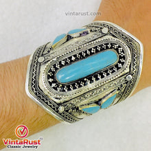 Load image into Gallery viewer, Vintage Tribal Handcuff Turquoise Bracelet
