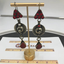 Load image into Gallery viewer,  Ethnic Red Stone Dangle Earrings

