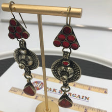 Load image into Gallery viewer,  Ethnic Red Stone Dangle Earrings
