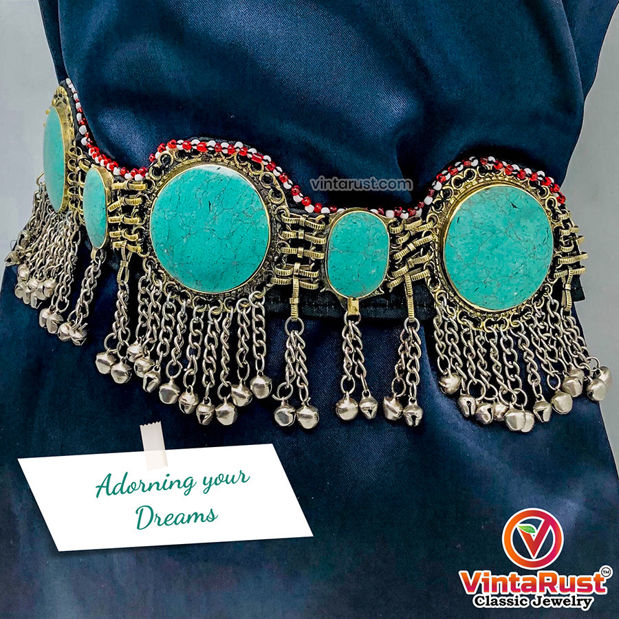 Handmade Kuchi Stones Belt With Silver Bells – Vintarust