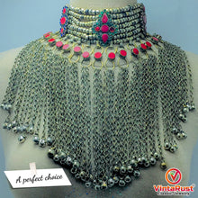 Load image into Gallery viewer, Silver Gypsy Choker Necklace With Long Dangling Bells

