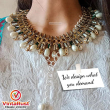 Load image into Gallery viewer, Handmade Tribal Metal Choker Necklace with Pearls

