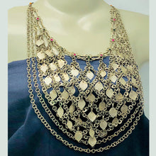 Load image into Gallery viewer, Silver Gypsy Kuchi Necklace With Multilayers Chain And Tassels
