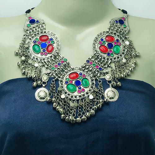 Antique Afghan Three Rings Necklace