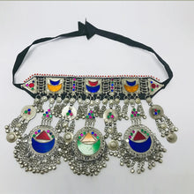 Load image into Gallery viewer, Handcrafted Tribal Choker Necklace Featuring Multicolor Glass Stones
