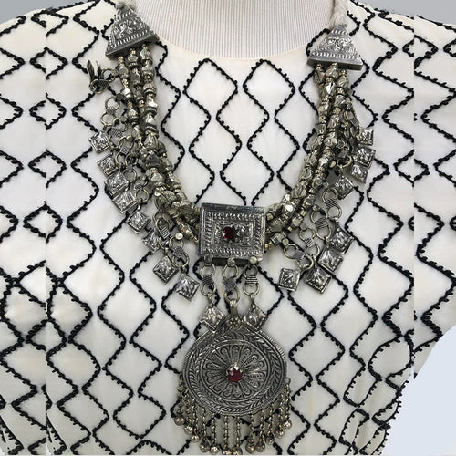 Afghan Tribal Ethnic Silver Kuchi Necklace