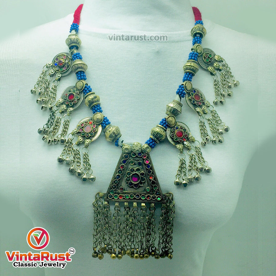 Vintage Pendant Necklace with Dangling Bells