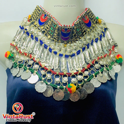 Vintage Handmade Multicolor Afghan Choker Necklace
