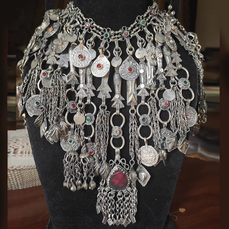 Vintage Kuchi Oversized Tribal Bib Necklace