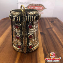 Load image into Gallery viewer, Boho Antique Cuff Bracelet With Red Glass Stones
