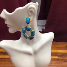 Load image into Gallery viewer, Antique Turquoise Hoop Earrings
