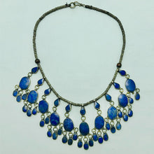 Load image into Gallery viewer, Beaded Chain Lapis Stones Choker Necklace
