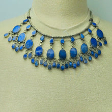 Load image into Gallery viewer, Beaded Chain Lapis Stones Choker Necklace
