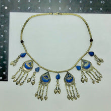 Load image into Gallery viewer, Beaded Chain Light Weight Lapis Choker Necklace With Silver Tassels
