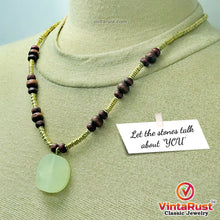 Load image into Gallery viewer, Metal and Wooden Beaded Chain Necklaces With Stone
