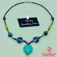 Load image into Gallery viewer, Vintage Lapis and Turquoise Stones Beaded Necklace
