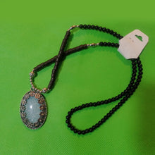 Load image into Gallery viewer, Black Beaded Chain Necklace With Stone Pendant
