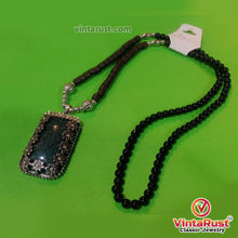 Load image into Gallery viewer, Black Stone Pendant Necklace With Dangling Stone
