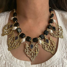 Load image into Gallery viewer, Stunning Black Stones and Motif Choker Necklace
