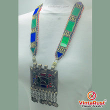 Load image into Gallery viewer, Blue and Green Long Chain Pendant Necklace
