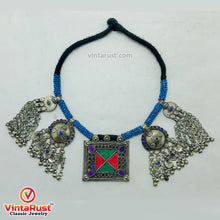 Load image into Gallery viewer, Blue Beaded Necklace With Dangling Pendants
