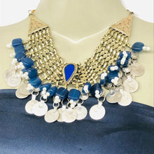 Load image into Gallery viewer, Blue Vintage Coins Choker Necklace
