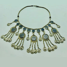 Load image into Gallery viewer, Boho Tribal Choker Necklace With Dangling Silver Tassels
