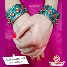 Load image into Gallery viewer, Boho Kuchi Cuff Bracelet With Stones
