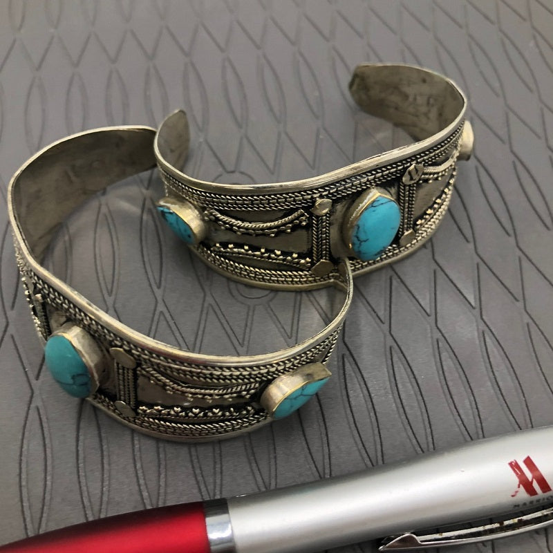 Vintage Tribal Bracelet With Turquoise Stone