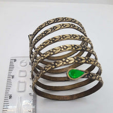 Load image into Gallery viewer, Vintage Spiral Green Stone Cuff Bracelet
