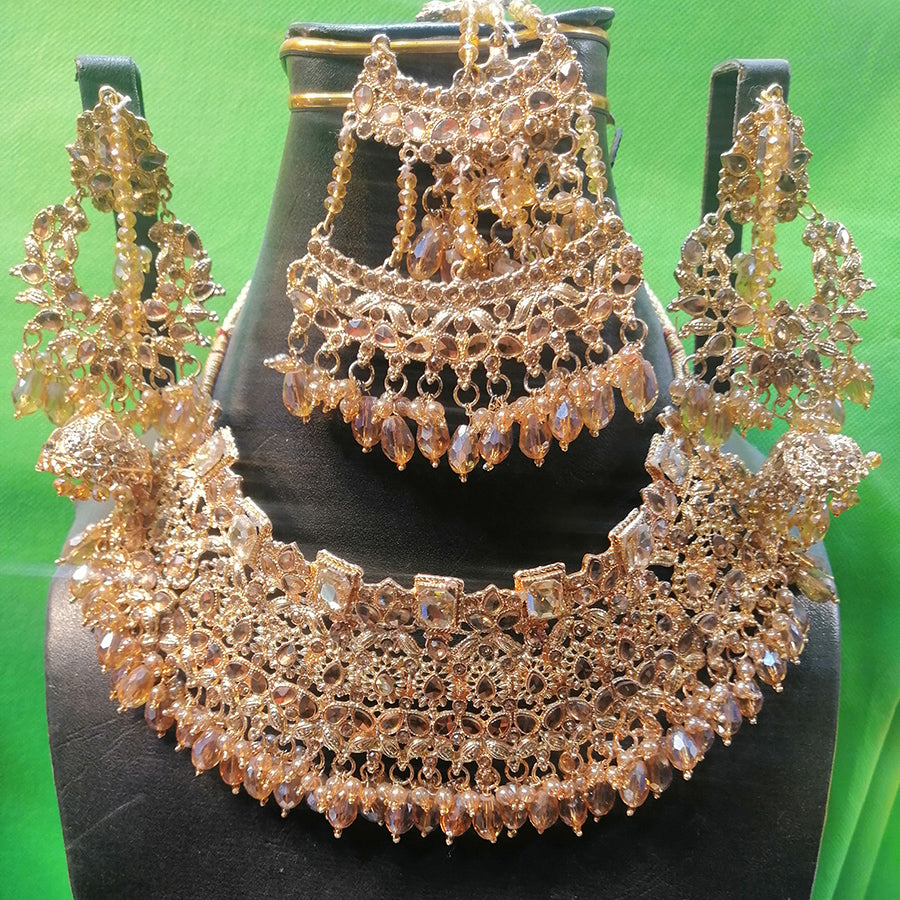 Indian Style Golden Tone Bridal Jewelry Set