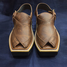Load image into Gallery viewer, Brown Handmade Leather Peshawari Chappal
